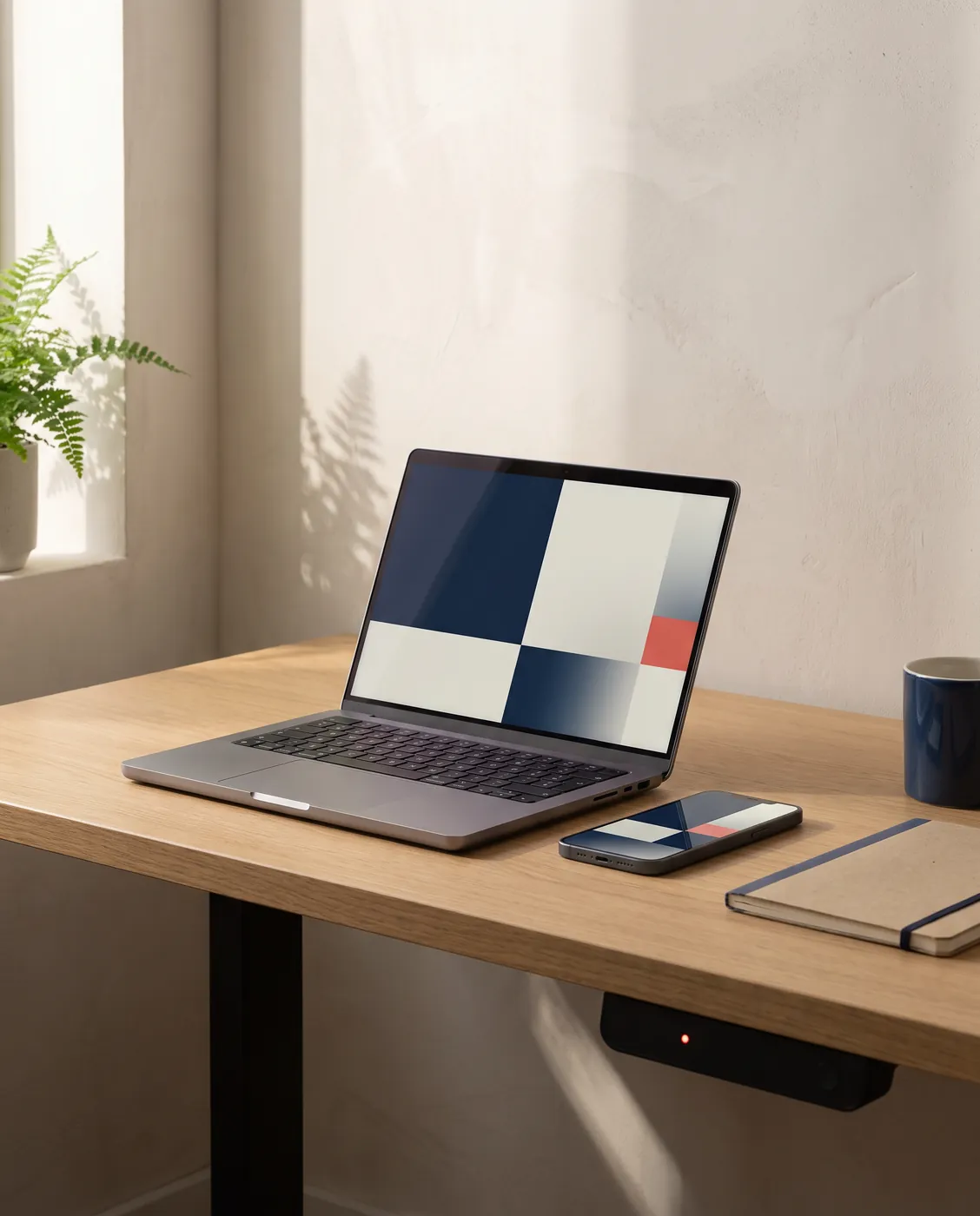 Una laptop y un celular sobre un escritorio con el mismo sitio web abierto